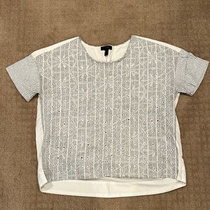 J. Crew Gray and White Short Sleeve Top
